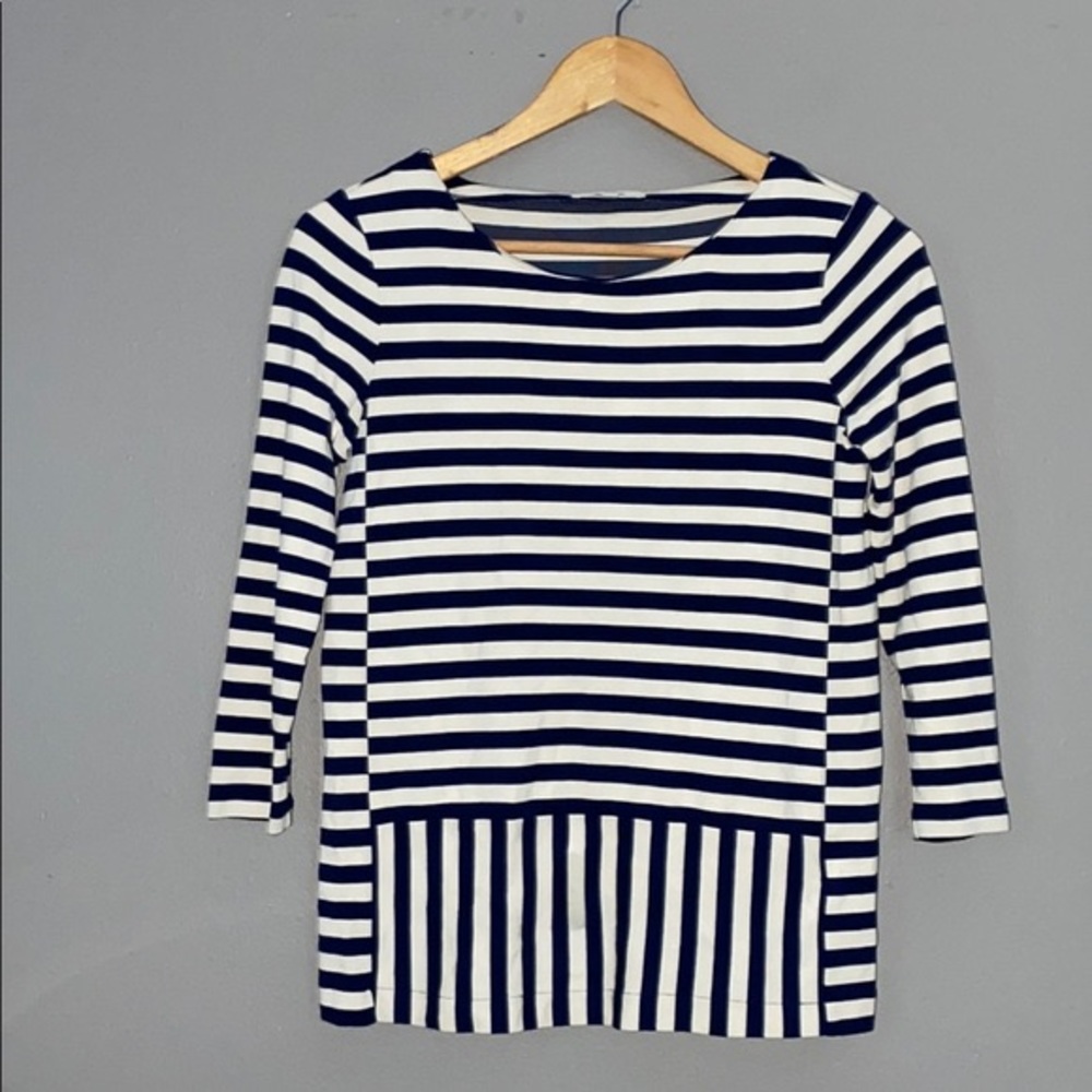 Madewell Ponte Peplum Knit Striped Top